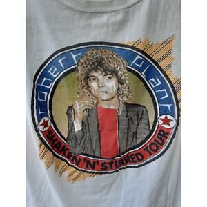 Robert Plant U.S. Tour 1985 Shaken N Stirred Sleevless T Shirt M White VTG